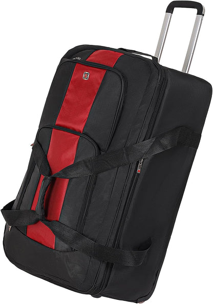 32-inch Rolling Duffle Bag with Wheels and Handle, 105L-130L Expandable Water-resistant Travel Bag, Foldable Travel Bag with 3 Spinner Wheels(Grey,XL)