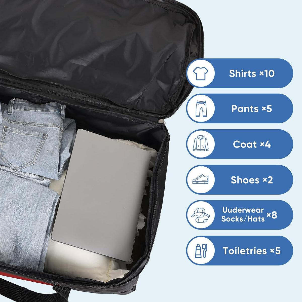 32-inch Rolling Duffle Bag with Wheels and Handle, 105L-130L Expandable Water-resistant Travel Bag, Foldable Travel Bag with 3 Spinner Wheels(Grey,XL)