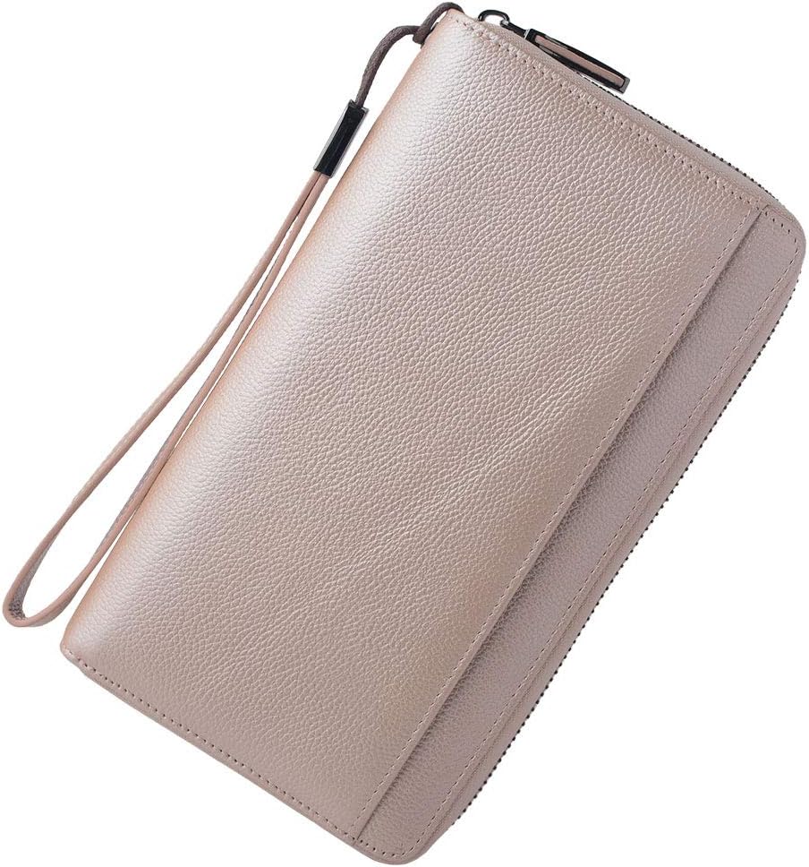 Travel Document Organizer RFID Blocking Leather Multiple Passport Wallet Family Holder Id Wrist Strap(Wine Red)