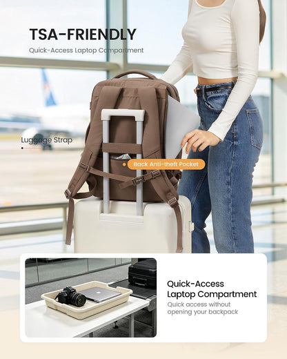 40L Travel Backpack for Women Men, Airline Approved Carry On Luggage, Multi-Pocket TSA Personal Item Bag fits 17 Inch Laptop, Waterproof Weekender Overnight Suitcase Travel Essentials