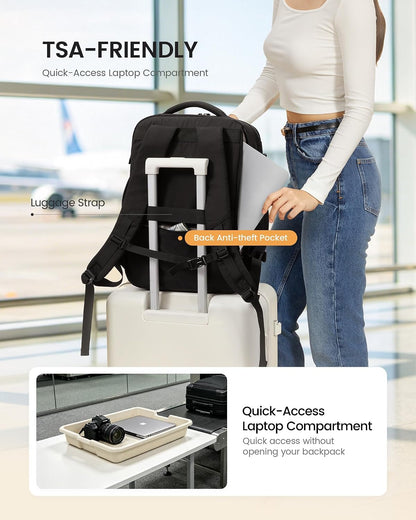 40L Travel Backpack for Women Men, Airline Approved Carry On Luggage, Multi-Pocket TSA Personal Item Bag fits 17 Inch Laptop, Waterproof Weekender Overnight Suitcase Travel Essentials