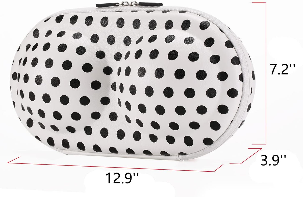 Bra Case Premium Lingerie Travel Bag Zip Underwear Organizer Bag for A-C Cup (Black Dot)