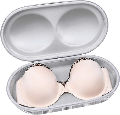 Bra Case Premium Lingerie Travel Bag Zip Underwear Organizer Bag for A-C Cup (Black Dot)