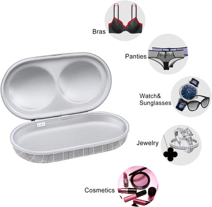Bra Case Premium Lingerie Travel Bag Zip Underwear Organizer Bag for A-C Cup (Black Dot)