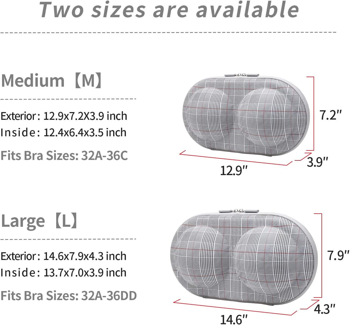 Bra Case Premium Lingerie Travel Bag Zip Underwear Organizer Bag for A-C Cup (Black Dot)