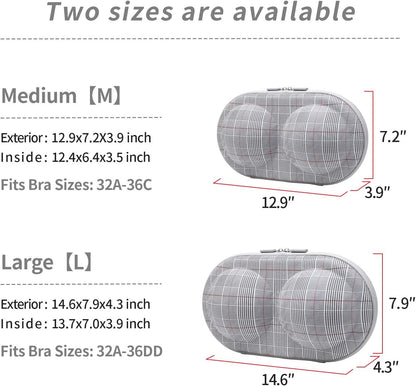 Bra Case Premium Lingerie Travel Bag Zip Underwear Organizer Bag for A-C Cup (Black Dot)