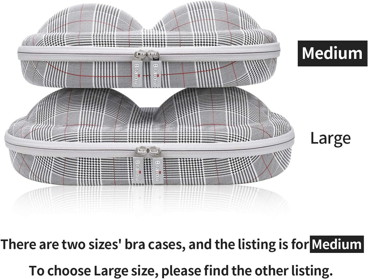 Bra Case Premium Lingerie Travel Bag Zip Underwear Organizer Bag for A-C Cup (Black Dot)