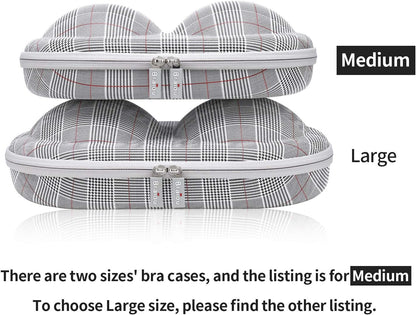 Bra Case Premium Lingerie Travel Bag Zip Underwear Organizer Bag for A-C Cup (Black Dot)
