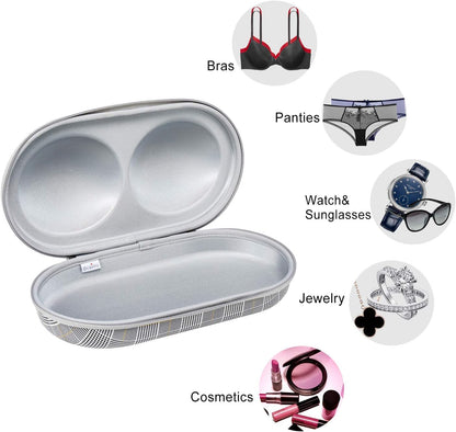 Bra Case Premium Lingerie Travel Bag Zip Underwear Organizer Bag for A-C Cup (Black Dot)