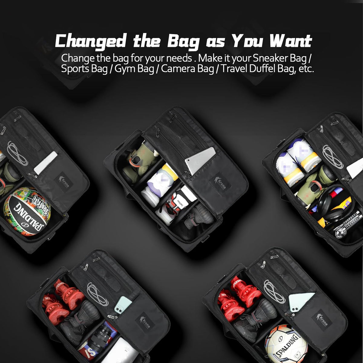 Sneaker Bag for Travel/Sneakerhead gift/Outdoor Sports Bag/Gym Bag /, A Multi-functional Travel Duffel Bag with 3 Adjustable Dividers, & Shoulder Strap,Made of Nylon, -classic