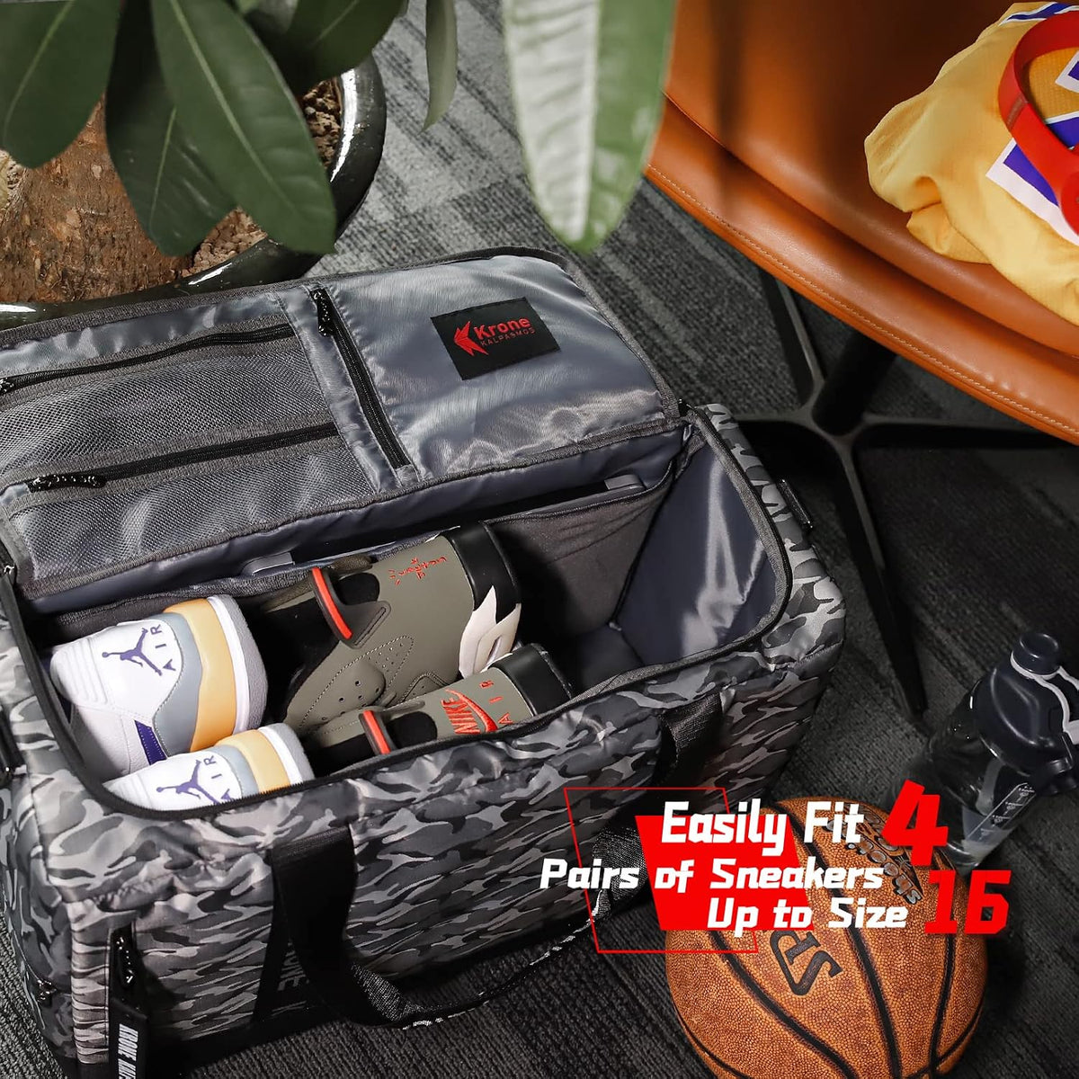 Sneaker Bag for Travel/Sneakerhead gift/Outdoor Sports Bag/Gym Bag /, A Multi-functional Travel Duffel Bag with 3 Adjustable Dividers, & Shoulder Strap,Made of Nylon, -classic