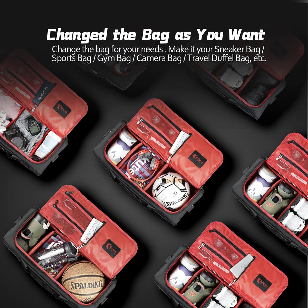 Sneaker Bag for Travel/Sneakerhead gift/Outdoor Sports Bag/Gym Bag /, A Multi-functional Travel Duffel Bag with 3 Adjustable Dividers, & Shoulder Strap,Made of Nylon, -classic