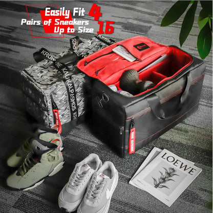 Sneaker Bag for Travel/Sneakerhead gift/Outdoor Sports Bag/Gym Bag /, A Multi-functional Travel Duffel Bag with 3 Adjustable Dividers, & Shoulder Strap,Made of Nylon, -classic