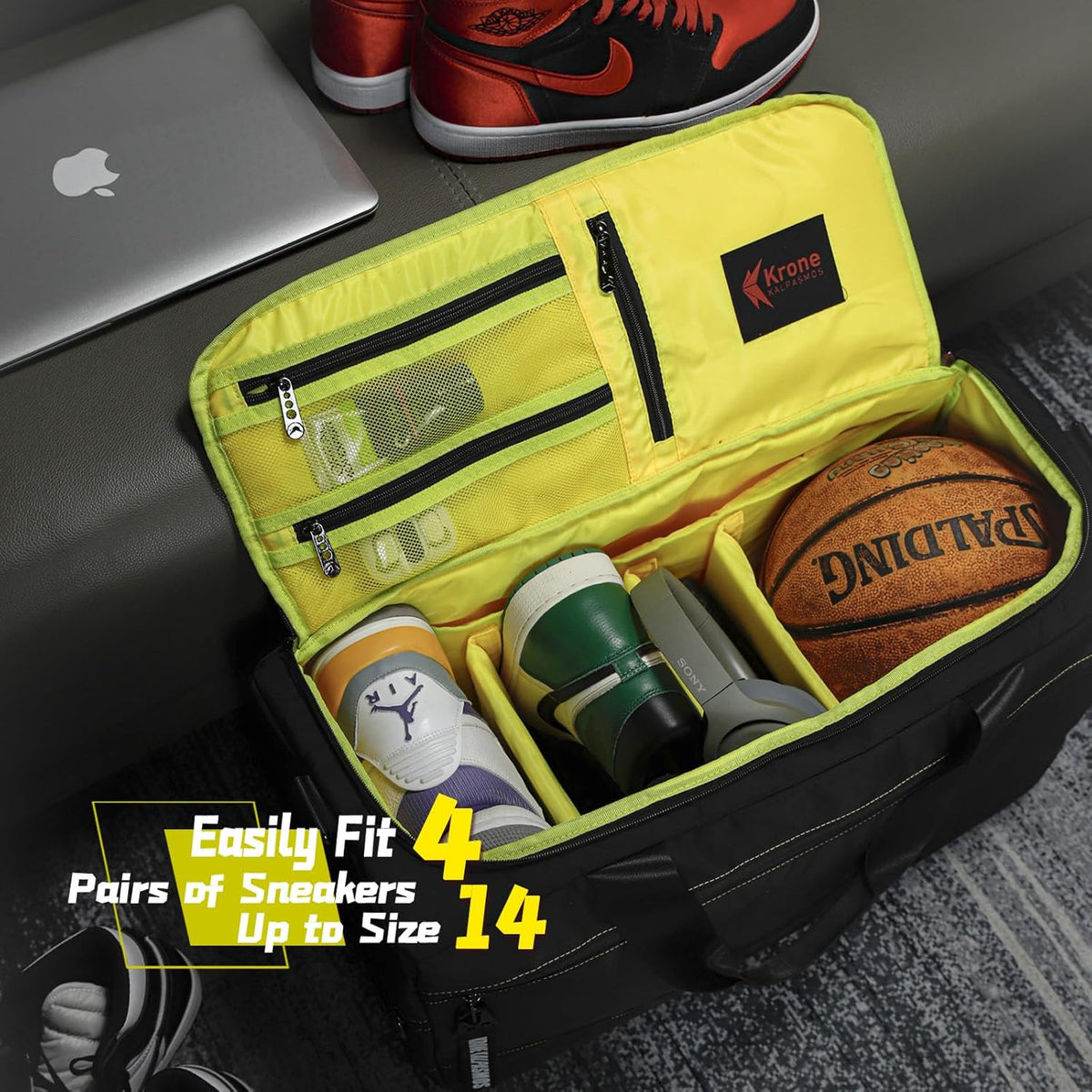Sneaker Bag for Travel/Sneakerhead gift/Outdoor Sports Bag/Gym Bag /, A Multi-functional Travel Duffel Bag with 3 Adjustable Dividers, & Shoulder Strap,Made of Nylon, -classic
