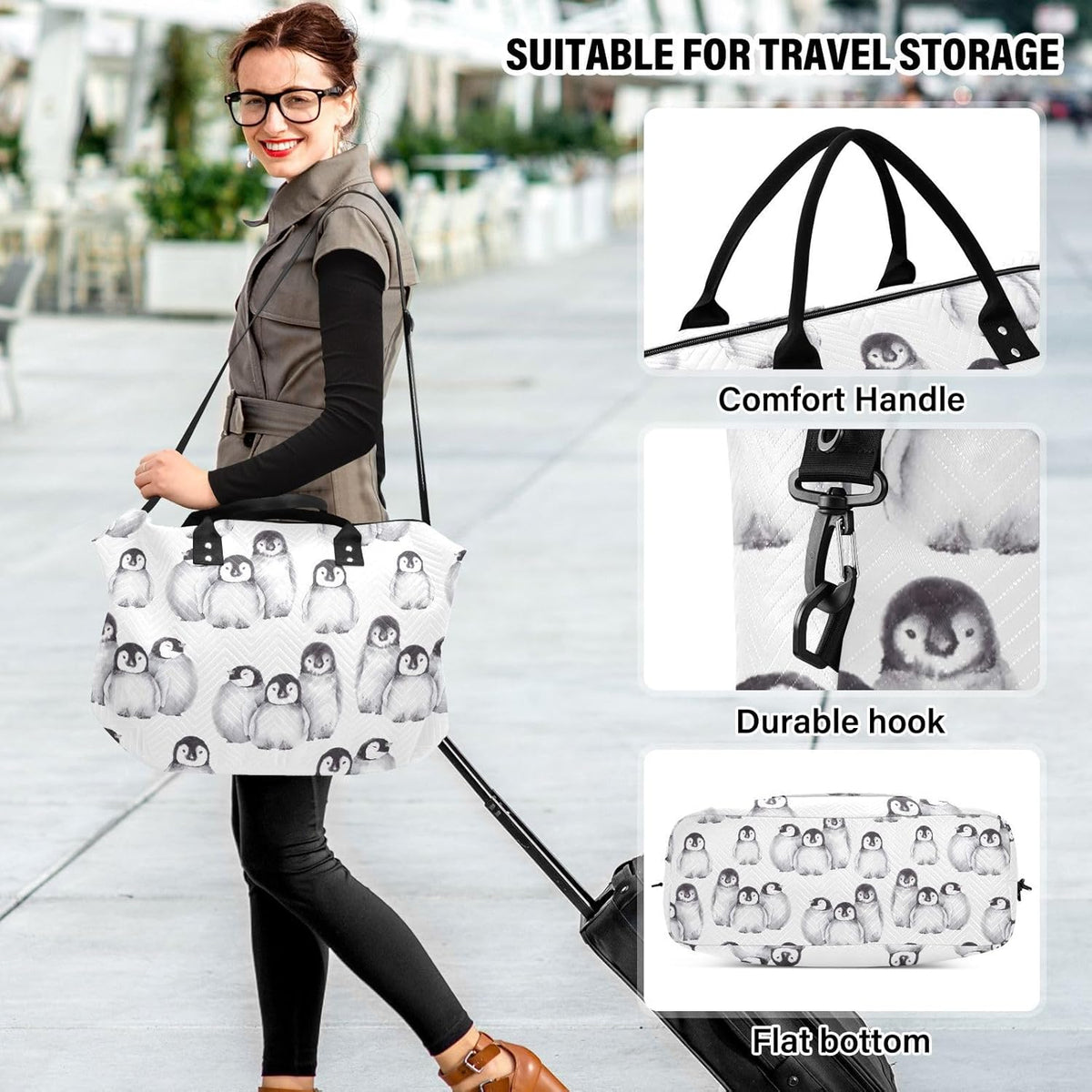Rose Gold Leopard Print Travel Duffel Sport Tote Gym Weekender Overnight Carry On Fitness Dance Go-To Daily Bag