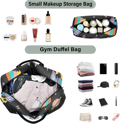 Rose Gold Leopard Print Travel Duffel Sport Tote Gym Weekender Overnight Carry On Fitness Dance Go-To Daily Bag