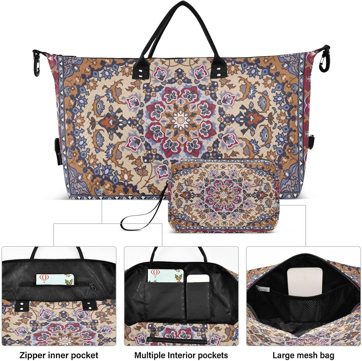Rose Gold Leopard Print Travel Duffel Sport Tote Gym Weekender Overnight Carry On Fitness Dance Go-To Daily Bag
