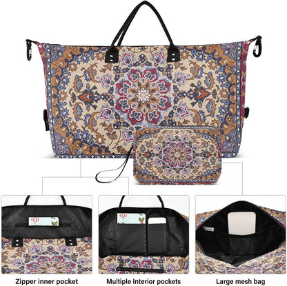 Rose Gold Leopard Print Travel Duffel Sport Tote Gym Weekender Overnight Carry On Fitness Dance Go-To Daily Bag