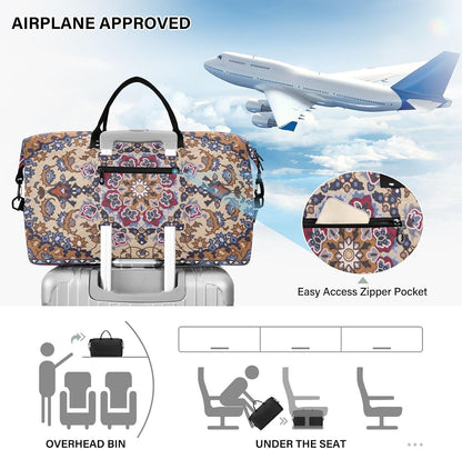 Rose Gold Leopard Print Travel Duffel Sport Tote Gym Weekender Overnight Carry On Fitness Dance Go-To Daily Bag