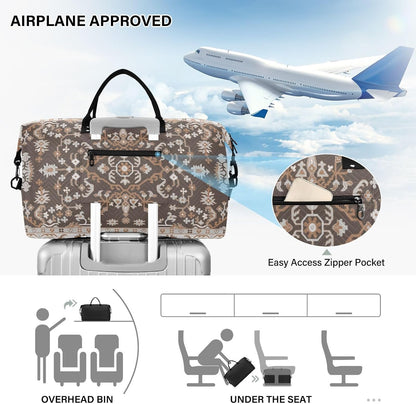Rose Gold Leopard Print Travel Duffel Sport Tote Gym Weekender Overnight Carry On Fitness Dance Go-To Daily Bag