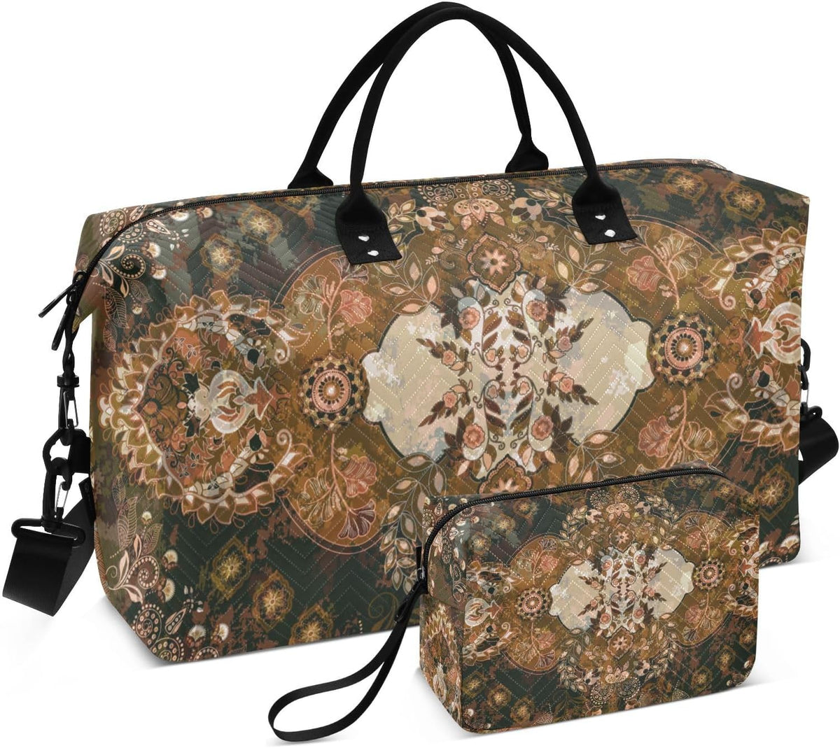 Rose Gold Leopard Print Travel Duffel Sport Tote Gym Weekender Overnight Carry On Fitness Dance Go-To Daily Bag