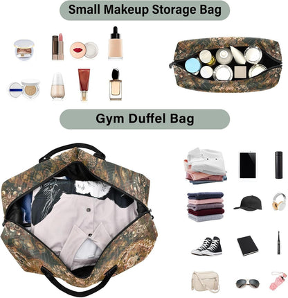 Rose Gold Leopard Print Travel Duffel Sport Tote Gym Weekender Overnight Carry On Fitness Dance Go-To Daily Bag