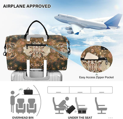 Rose Gold Leopard Print Travel Duffel Sport Tote Gym Weekender Overnight Carry On Fitness Dance Go-To Daily Bag