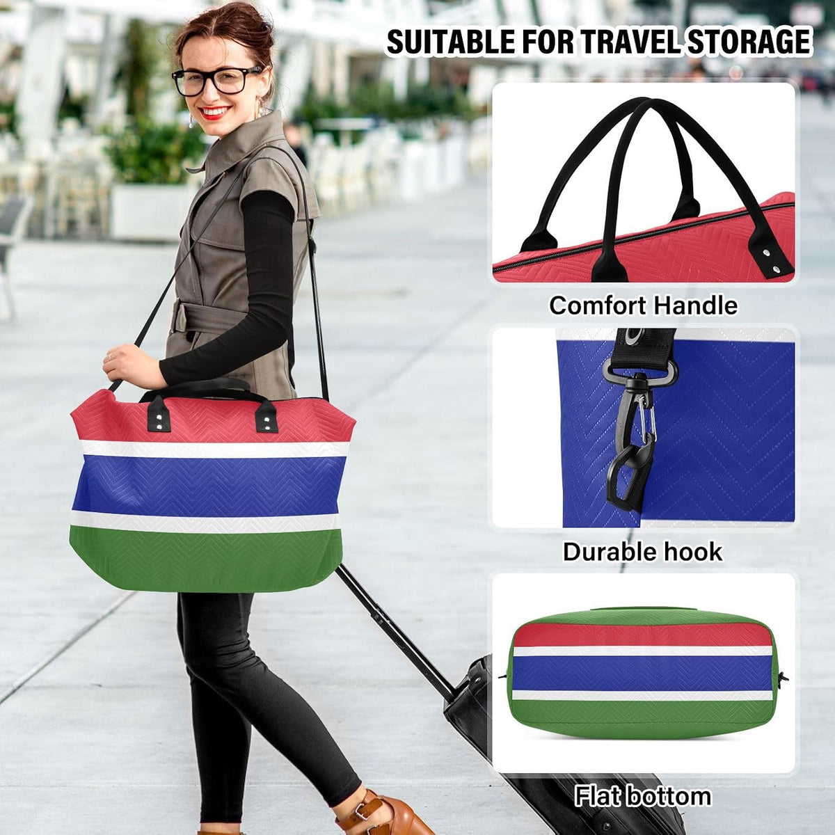 Rose Gold Leopard Print Travel Duffel Sport Tote Gym Weekender Overnight Carry On Fitness Dance Go-To Daily Bag