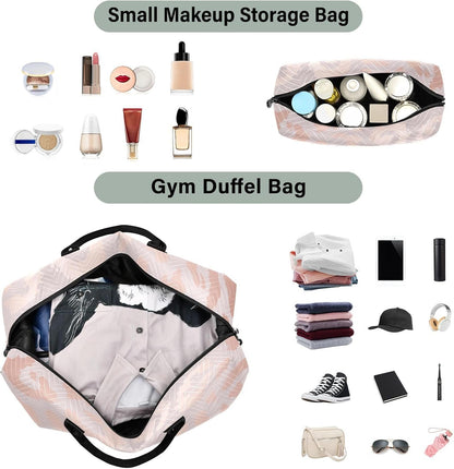 Rose Gold Leopard Print Travel Duffel Sport Tote Gym Weekender Overnight Carry On Fitness Dance Go-To Daily Bag