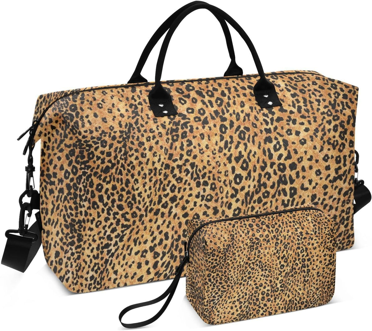 Rose Gold Leopard Print Travel Duffel Sport Tote Gym Weekender Overnight Carry On Fitness Dance Go-To Daily Bag