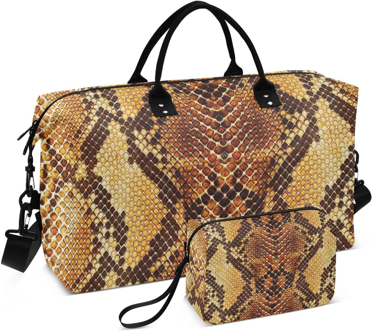 Rose Gold Leopard Print Travel Duffel Sport Tote Gym Weekender Overnight Carry On Fitness Dance Go-To Daily Bag