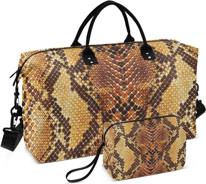 Rose Gold Leopard Print Travel Duffel Sport Tote Gym Weekender Overnight Carry On Fitness Dance Go-To Daily Bag