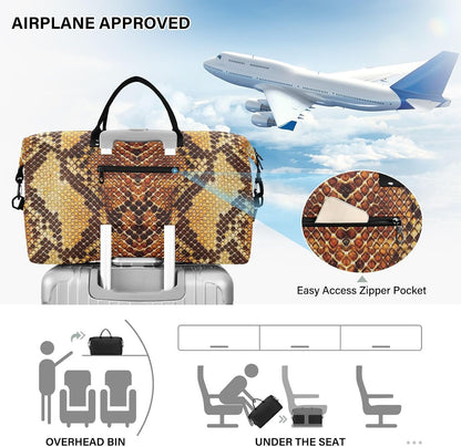 Rose Gold Leopard Print Travel Duffel Sport Tote Gym Weekender Overnight Carry On Fitness Dance Go-To Daily Bag