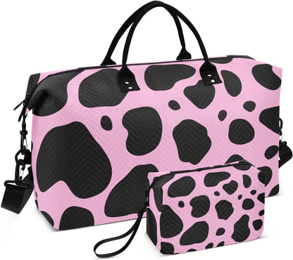 Rose Gold Leopard Print Travel Duffel Sport Tote Gym Weekender Overnight Carry On Fitness Dance Go-To Daily Bag