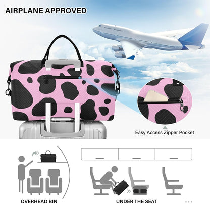 Rose Gold Leopard Print Travel Duffel Sport Tote Gym Weekender Overnight Carry On Fitness Dance Go-To Daily Bag