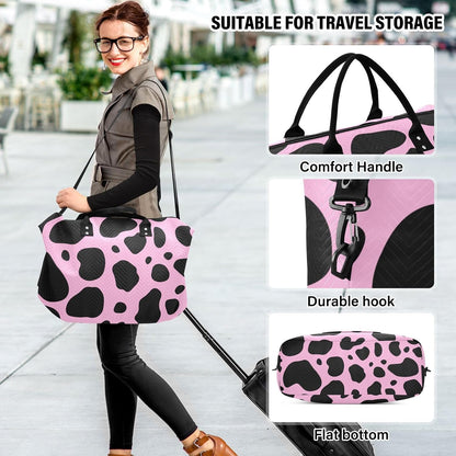 Rose Gold Leopard Print Travel Duffel Sport Tote Gym Weekender Overnight Carry On Fitness Dance Go-To Daily Bag
