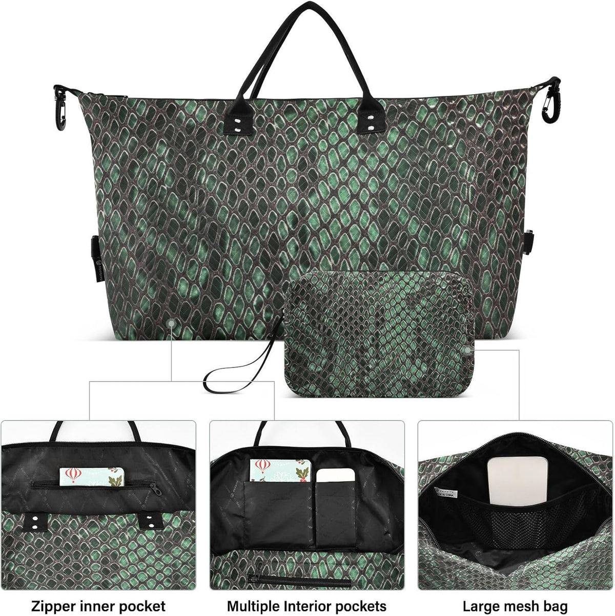 Rose Gold Leopard Print Travel Duffel Sport Tote Gym Weekender Overnight Carry On Fitness Dance Go-To Daily Bag