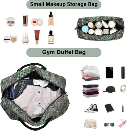 Rose Gold Leopard Print Travel Duffel Sport Tote Gym Weekender Overnight Carry On Fitness Dance Go-To Daily Bag
