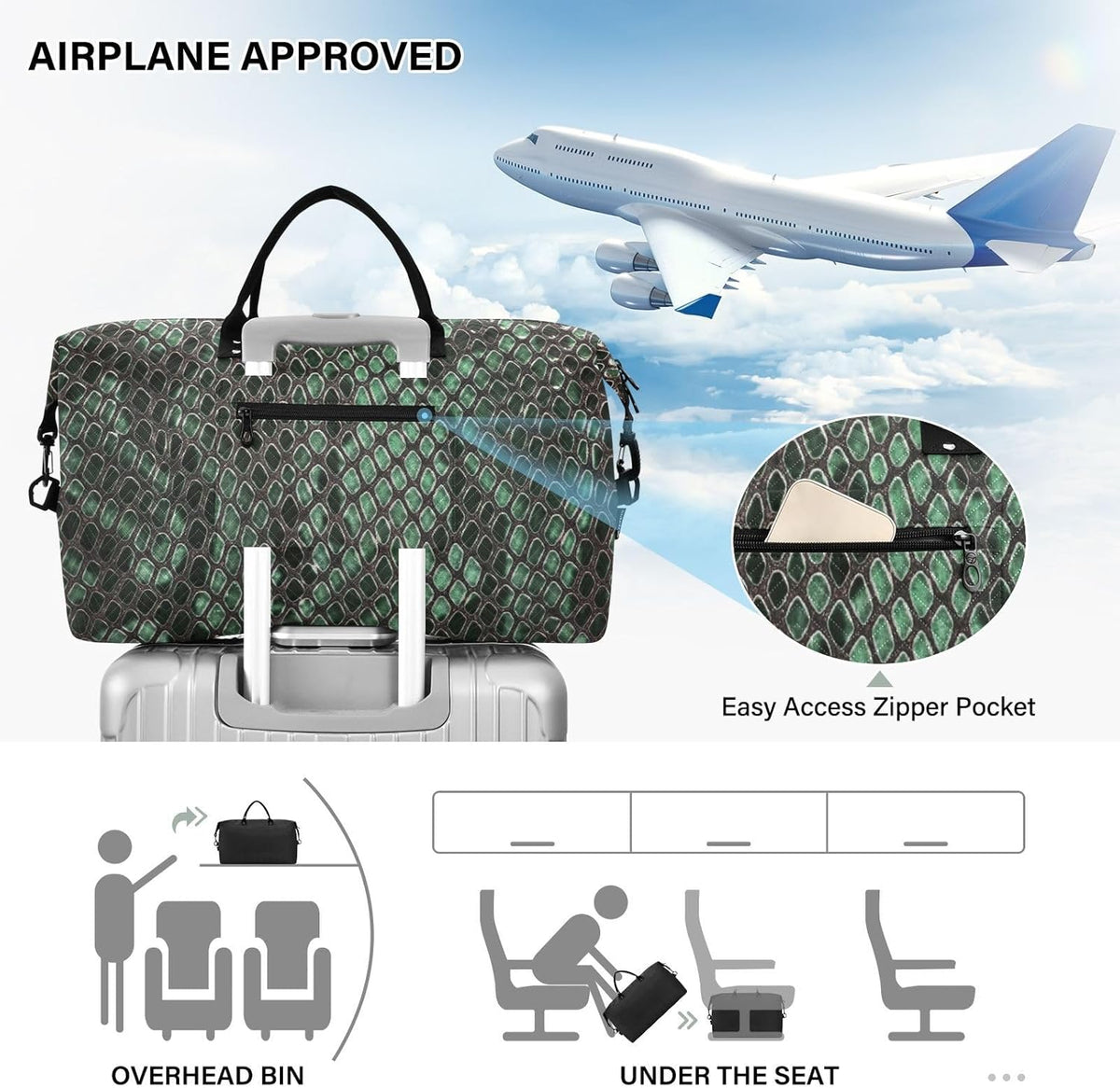 Rose Gold Leopard Print Travel Duffel Sport Tote Gym Weekender Overnight Carry On Fitness Dance Go-To Daily Bag