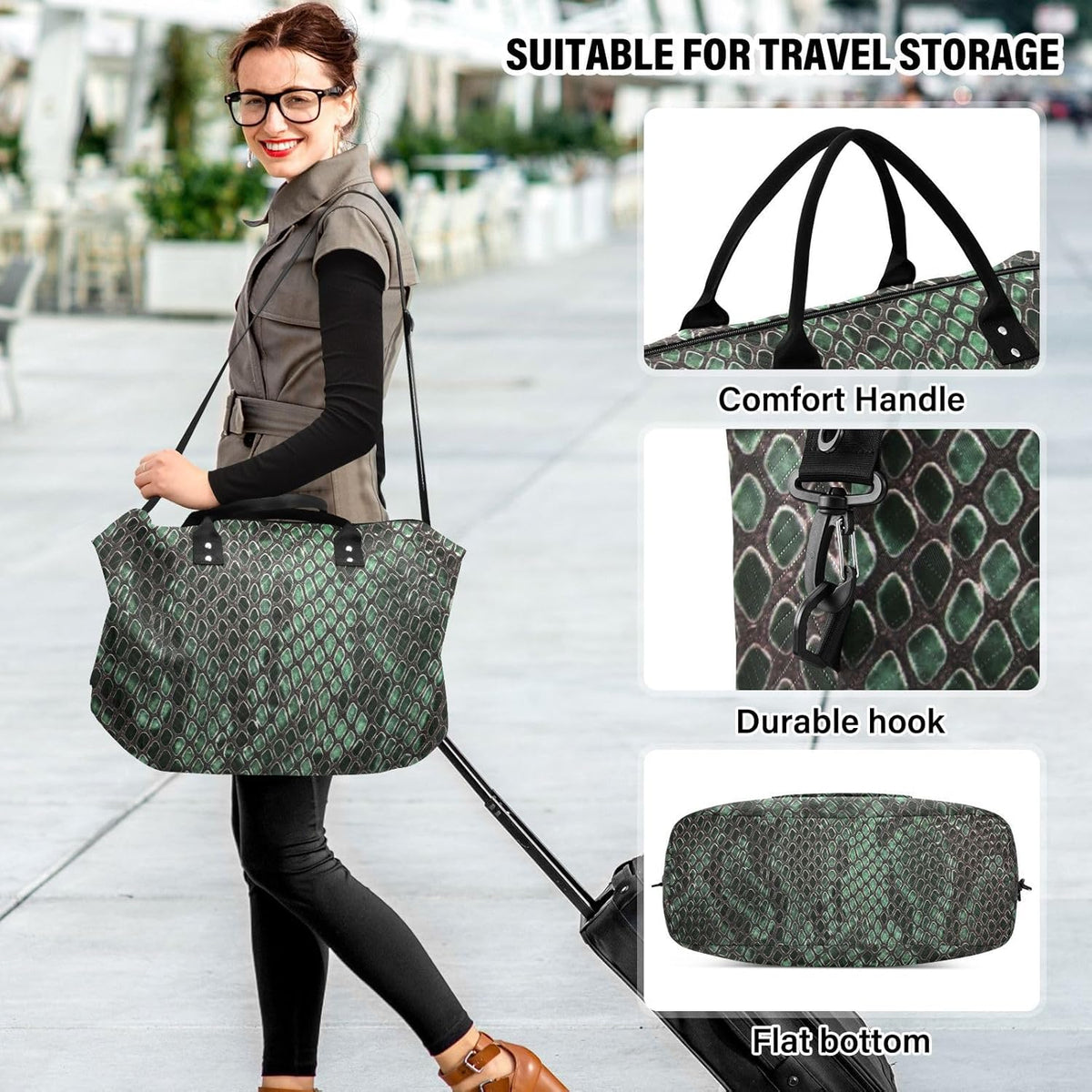 Rose Gold Leopard Print Travel Duffel Sport Tote Gym Weekender Overnight Carry On Fitness Dance Go-To Daily Bag