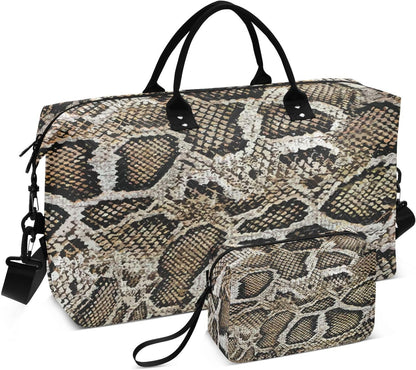 Rose Gold Leopard Print Travel Duffel Sport Tote Gym Weekender Overnight Carry On Fitness Dance Go-To Daily Bag
