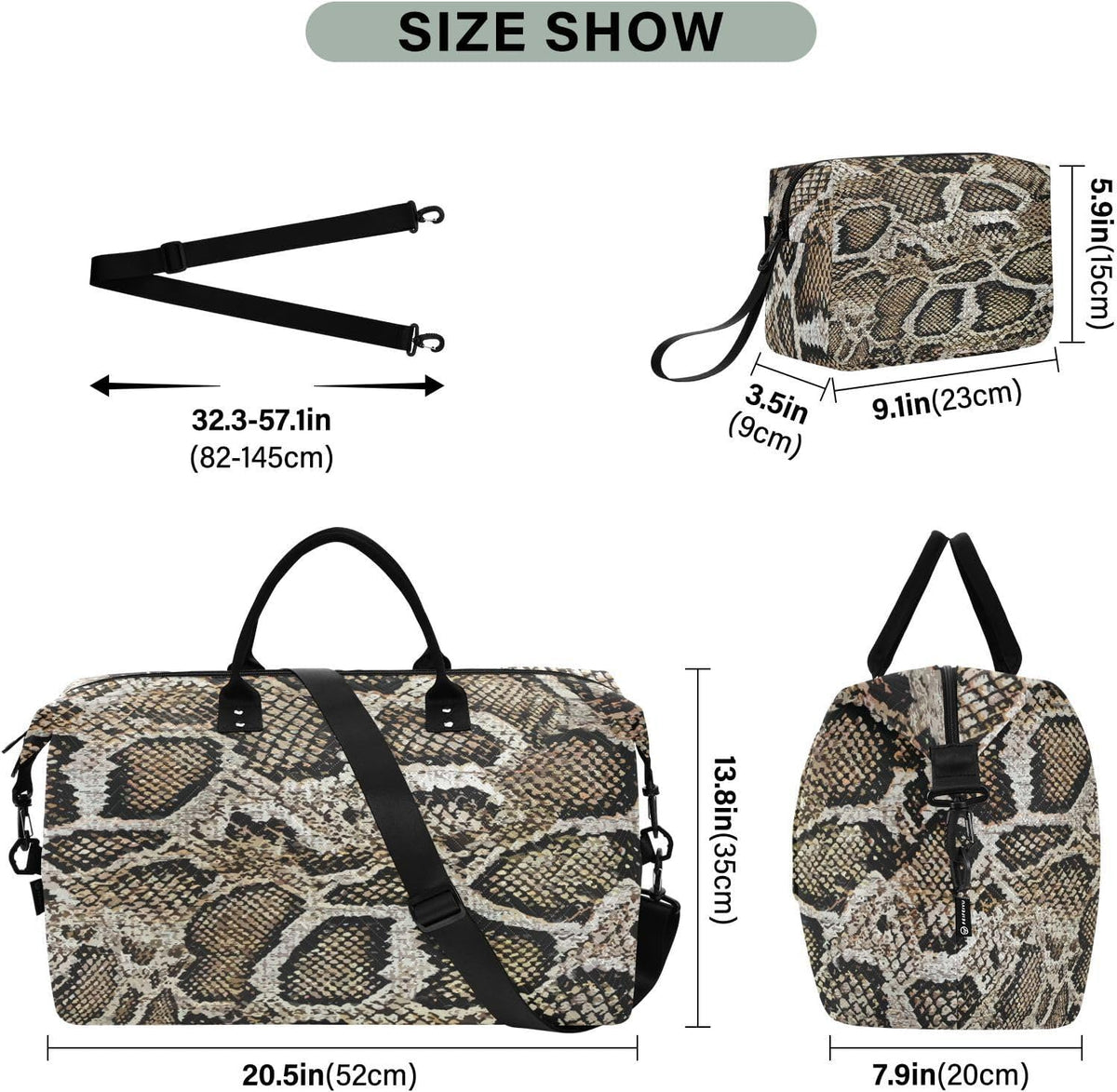 Rose Gold Leopard Print Travel Duffel Sport Tote Gym Weekender Overnight Carry On Fitness Dance Go-To Daily Bag