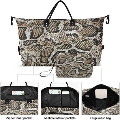 Rose Gold Leopard Print Travel Duffel Sport Tote Gym Weekender Overnight Carry On Fitness Dance Go-To Daily Bag