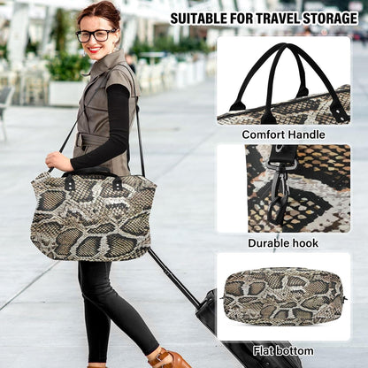 Rose Gold Leopard Print Travel Duffel Sport Tote Gym Weekender Overnight Carry On Fitness Dance Go-To Daily Bag