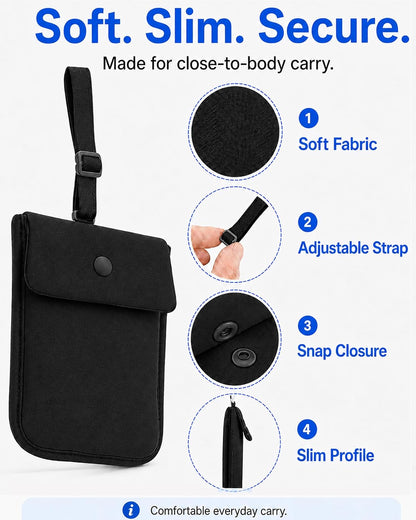 RFID-Blocking Travel Bra Wallet, Hidden Money Pouch with Elastic Strap | Ideal Secret Pocket to Protect Your Passport, Credit Cards, Cash and Valuables Under-Clothes, Nude
