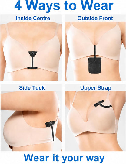 RFID-Blocking Travel Bra Wallet, Hidden Money Pouch with Elastic Strap | Ideal Secret Pocket to Protect Your Passport, Credit Cards, Cash and Valuables Under-Clothes, Nude