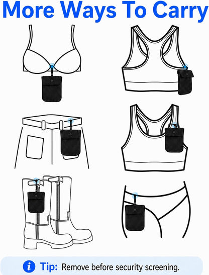RFID-Blocking Travel Bra Wallet, Hidden Money Pouch with Elastic Strap | Ideal Secret Pocket to Protect Your Passport, Credit Cards, Cash and Valuables Under-Clothes, Nude