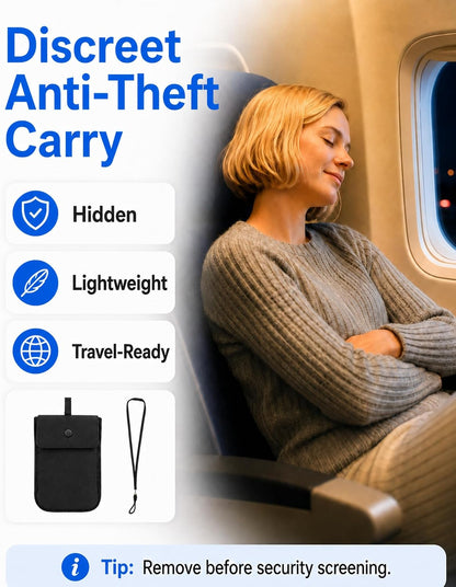 RFID-Blocking Travel Bra Wallet, Hidden Money Pouch with Elastic Strap | Ideal Secret Pocket to Protect Your Passport, Credit Cards, Cash and Valuables Under-Clothes, Nude