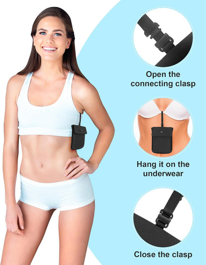 RFID-Blocking Travel Bra Wallet, Hidden Money Pouch with Elastic Strap | Ideal Secret Pocket to Protect Your Passport, Credit Cards, Cash and Valuables Under-Clothes, Nude