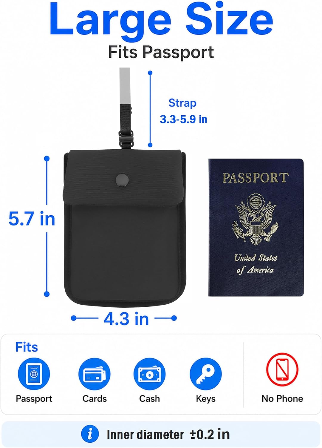 RFID-Blocking Travel Bra Wallet, Hidden Money Pouch with Elastic Strap | Ideal Secret Pocket to Protect Your Passport, Credit Cards, Cash and Valuables Under-Clothes, Nude